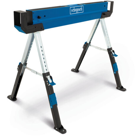 Scheppach Tréteau d'atelier pliable MWB600 - Coupe de bois - Kit de 2 pièces - 589kg de charge - 61,8-82cm de hauteur de travail - pieds antidérapants & pieds réglables