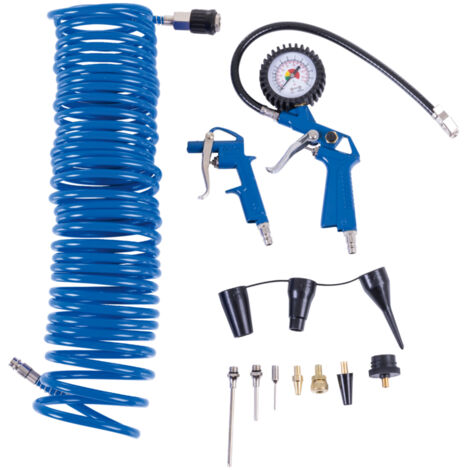 [JAMAIS UTILISÉ] Scheppach - Kit 14 accessoires pour tous compresseurs - Tuyau spiral 10m inclus