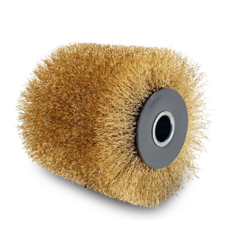 Scheppach Brosse fil laitonné pour surfaceuse MRS1300 Brosse de rechange - 100mm de largeur - Ø120mm - Pour différentes surfaces en bois, pierre et métal - Convient à l'ébarbage & au dénudage