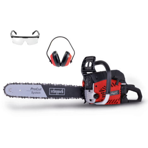 Scheppach Tronçonneuse thermique CSP530S - 2,7 CV - 2000 W - Tronçonneuse à essence - Longueur de guide 51cm - avec protection auditive, lunettes de protection (1/4)
