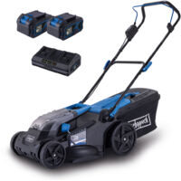 Scheppach Tondeuse à gazon sans fil BC-MP430-X – Largeur de coupe 43 cm – Hauteur de coupe 25-75 mm – Bac de 50 l – Jardins 600-700 m² – IXES 20V – Brushless – Avec 2 batteries et un chargeur double