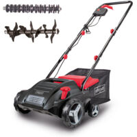 Scheppach Scarificateur et aérateur électrique SC32 – 1500 W – Largeur de travail 32 cm – Bac de ramassage 30 L – Fonction scarificateur et aérateur – Hauteur réglable sur 4 positions