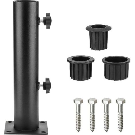 Porte-parapluie acier noir avec double bouton – Fixation sur balustrade, plage, bateau – Diamètres 28/38/48mm – Installation facile