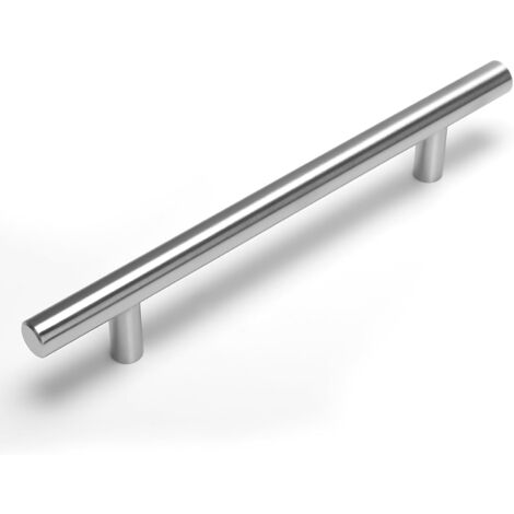 Lot de 10 poignées de meuble en acier inoxydable – Finition nickel brossé – Entraxe 64 mm – Design en T moderne pour armoires et tiroirs
