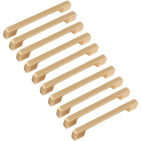 Lot de 10 poignées de meuble en alliage de zinc – Finition dorée – Entraxe 128mm – Installation facile pour armoires et tiroirs