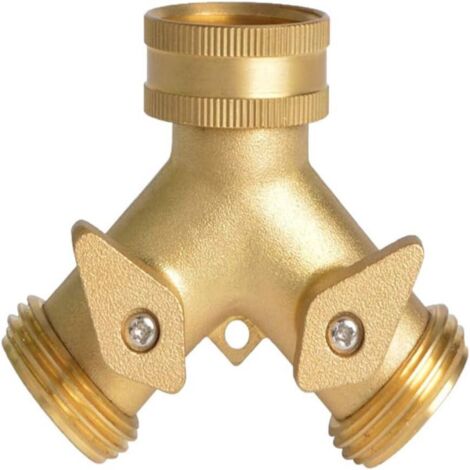 Robinet en laiton avec inverseur en Y, adaptateur de tuyau d'arrosage bidirectionnel avec valve et caoutchouc pour jardin extérieur, cour, pelouse, cuisine, salle de bain