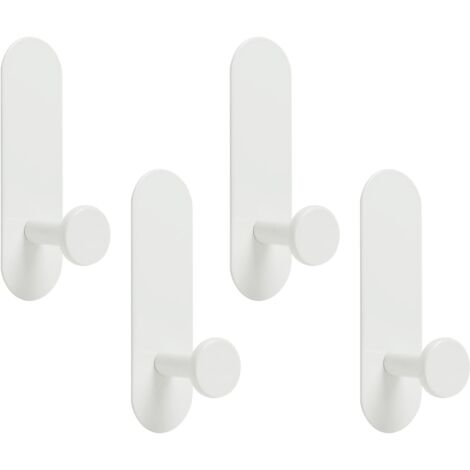 Lot de 4 crochets adhésifs extra forts à coller sur le mur au-dessus de la porte pour accrocher vêtements, manteaux, peignoirs, serviettes de bain dans la salle de bain, la douche, la cuisine