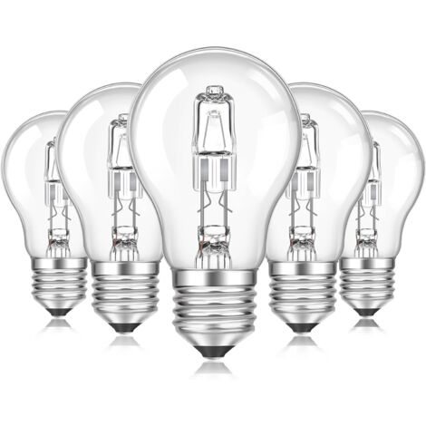 Ampoule E27 A55 à intensité variable, lumière blanche chaude, ampoule sphérique transparente E27 A55 adaptée pour plafonnier, lampe de table, applique murale, lampadaire, pack de 5