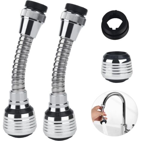 Rallonge de robinet 2 pièces – Prolongateur pivotant 360° – Économiseur d'eau en ABS – Installation facile pour cuisine et salle de bain