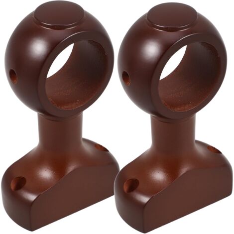 Support de tringle à rideau en bois brun – 2 pièces pour installation murale ou plafond – Compatible tringles simples et doubles