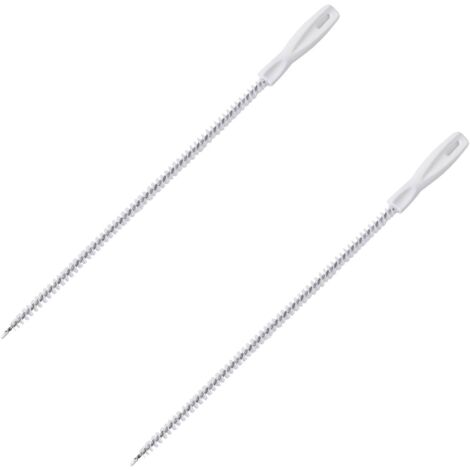 Lot de 2brosses de débouchage flexibles pour canalisations de salle de bain, cuisine, enlever les poils longs, 45 cm