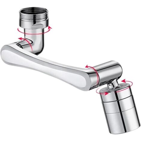 Bras pivotant universel en acier inoxydable à 1080°, rallonge de robinet pivotante, aérateur de robinet d'évier de cuisine, 2 modes de débit d'eau