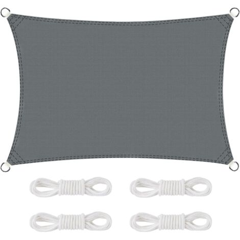 Voile d'ombrage imperméable rectangulaire 2 x 3 m – Tissu Oxford résistant aux déchirures – Protection UV 95% pour extérieur terrasse jardin balcon – Gris (1/5)