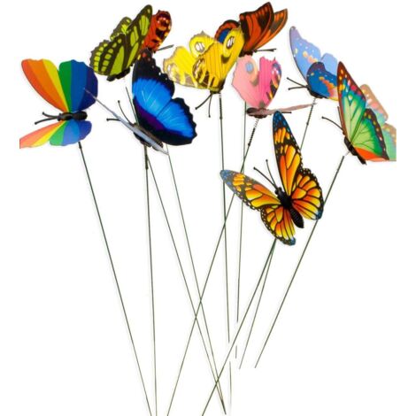 50 pcs 7 cm Coloré Papillon Jardin Décoration Papillon Bâtons pour Patio Pelouse Jardinage Décoration