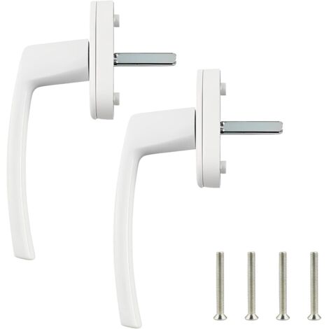 Poignées de fenêtre Poignée de fenêtre en alliage d'aluminium 2 pièces Poignée en aluminium massif Poignée de porte en aluminium blanc Compatible avec les fenêtres communes et les portes de balcon