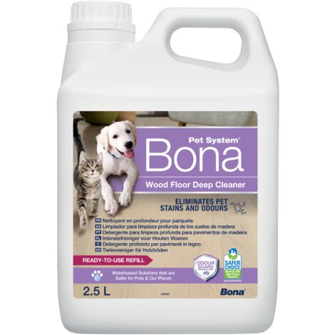 Bona - Recharge de Nettoyant en Profondeur pour Parquets Bona 2,5L spécial animaux - Détachant et Destructeur d'Odeurs pour Animaux - Éliminateur d'Odeurs d'Urine de Chat - Nettoyant Taches - Adapté c