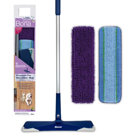 Bona - Balai avec Pads en Microfibre Premium Bona spécial animaux - Balai nettoyant - Élimine les Poils d'Animaux - Enlève les Poils de Chats et de Chiens
