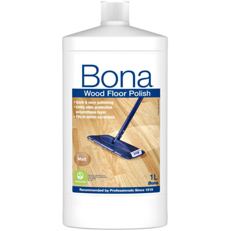 Polish mat pour parquets 1L – Rénovateur pour bois vernis et non huilés – Protection contre l'usure et micro-rayures – Certifié GREENGUARD GOLD – Bona