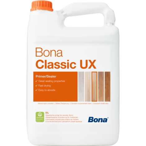 Primaire monocomposant pour parquets non traités – Vernis acrylique/polyuréthane – 5L – Séchage rapide 1-2h – Compatible chauffage au sol – Bona