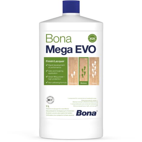 Vitrificateur monocomposant Bona Mega EVO - Vernis Parquet - Rénovateur Bois - Satiné 1L