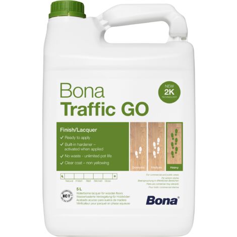 Vitrificateur monocomposant Bona Traffic GO - Vernis Parquet - Rénovateur Bois - Extra Mat 5L
