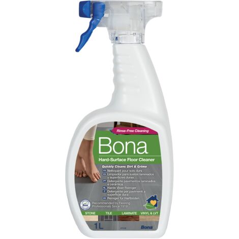 Bona - Nettoyant Pour Sols Durs - Spray 1L - Nettoyant Parquet Stratifié - PVC - Carrelage - Sans Résidu & Sèche Rapidement