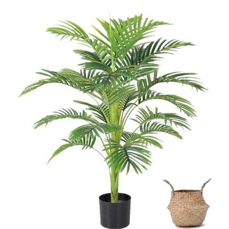 Vicmhuang – Plante verte artificielle palmier areca dypsis lutescens – Hauteur 112 cm – Largeur 17 cm – Pot tissé pour décoration intérieure