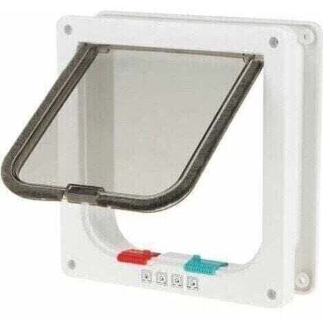 Chatiere Pour Chat Chien Chatière et porte pour animaux Taille L 23.5 x 25.2 x 5.5cm Blanc (1/5)