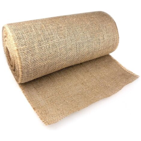 Chemin de table en jute naturel 30 cm x 10 m – Décoration vintage réutilisable – Bord surfilé pour éviter l'effilochage – Xichao - 30CMX10M (1/5)