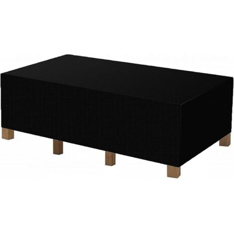 Housse salon de jardin 242x162x100cm – Étanche et coupe-vent – Tissu Oxford 210D noir – Protection contre la poussière et les UV – Fuienko (1/8)
