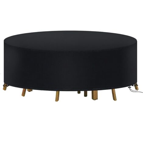 Housse de mobilier d'extérieur ronde en tissu oxford 210D 230X100cm Noir (1/5)