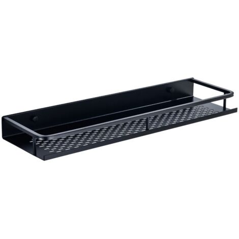 Tablette de salle de bain 50cm Noir Etagère et rangement de douche Étagère de salle de bain en acier inoxydable