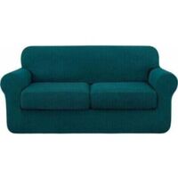 Housse de Canapé Élastique Extensible Épais Doux Fit Cyan 2 Place 145-185cm Bleu