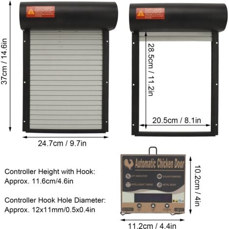 Decdeal porte poulailler automatique solaire,accessoire poulailler,avec minuterie,pour équipement de sécurité agricole,Convient aux poulets,canards et oies de taille régulière,noir