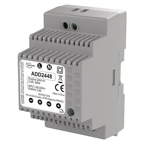 ADD2448 Alimentation sur rail DIN 3 Modules 24V 2A SEWOSY - SEWOSY