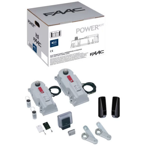 Faac – Kit de motorisation de portail 24V – Ouverture 180° – Charge 770N – Longueur de portail jusqu'à 2,8 m – 106755