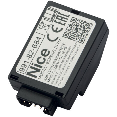 Nice – Interface plug-in Bidi-Wifi BIDIWIFI – Contrôle à distance via Wi-Fi – Compatible systèmes domotiques – Dimensions 80x50x30mm