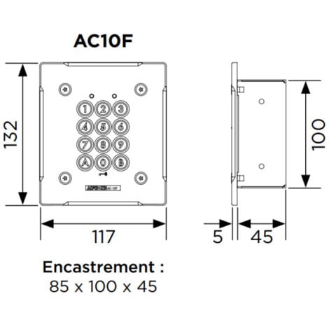 Clavier AC10F encastré 100 codes et 2 relais AIPHONE - AIPHONE