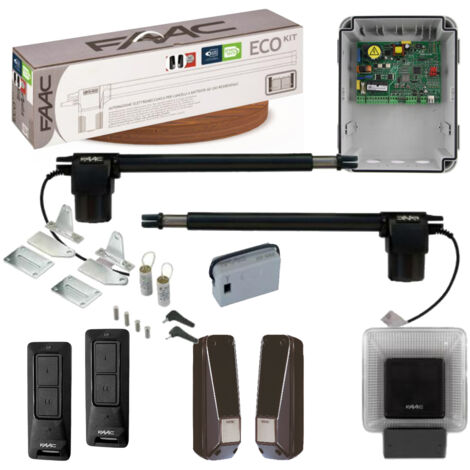 Faac – Kit de motorisation de portail battant 412L SG – Poussée 320 daN – Alimentation 230V – Détection d'obstacles – Compatible domotique