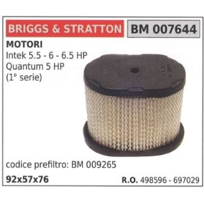 Filtre à air BRIGGS STRATTON tondeuse à gazon intek 5.5 6 6.5hp 498596 ...