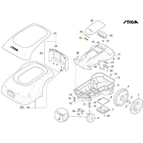 Cache-ressort pour tondeuse robot modèles A1000 A1500 ORIGINAL STIGA 122430255/0 (1/2)