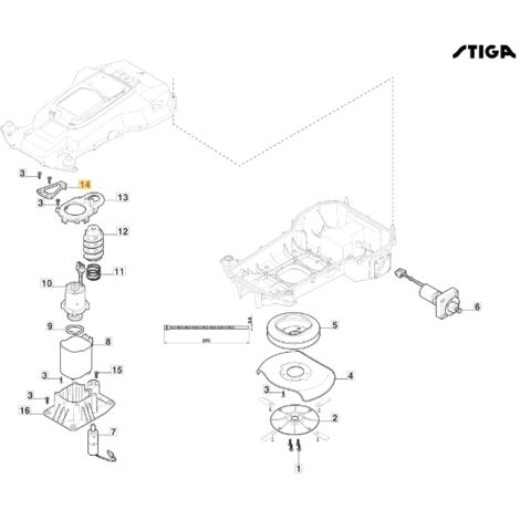 Cavalier moteur support lame robot modèles A1000 ORIGINAL STIGA 322784971/0 (1/2)