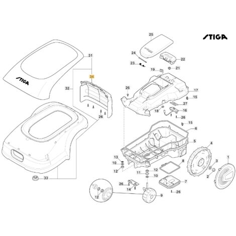 Couvercle arrière de la tondeuse robot modèles A1000 ORIGINAL STIGA 322110085/0 (1/2)
