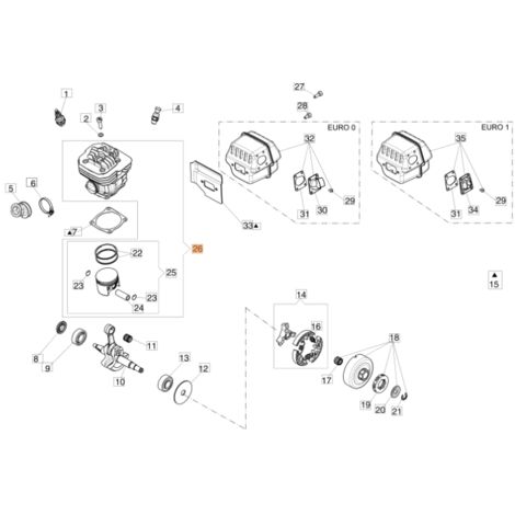 Cylindre de scie à chaîne modèles GS650 GS651 ORIGINAL EMAK 50252011A (1/2)