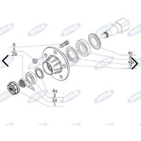 Demi-arbre sans frein 1400 mm type 5 trous pour remorque et citerne AMA 11687 (1/2)