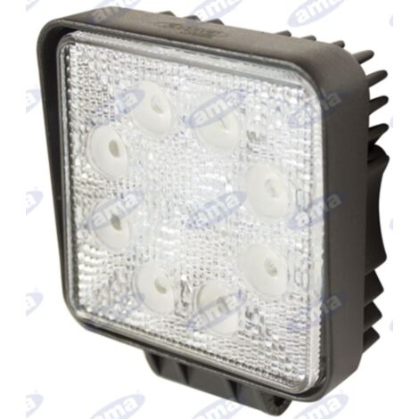Lampe de travail 8 LED 110x128mm 10-30V 24W 1440LM câblage 40-60cm machine agricole (1/3)