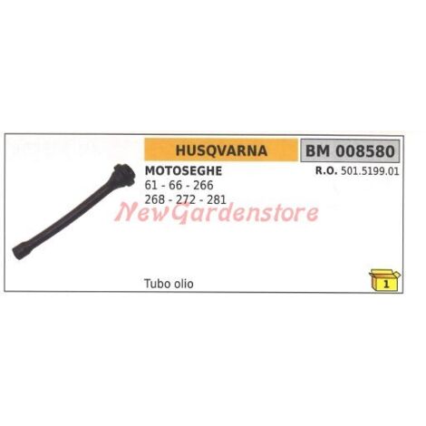 Tuyau d'huile HUSQVARNA pour tronçonneuses 61 66 266 268 272 281 008580