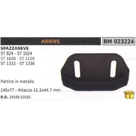 Plaque métallique 145x77 mm attachement 11.2x44.7 mm chasse-neige ARIENS - MTD