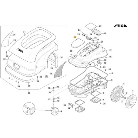 Couvercle - Tondeuse robot ORIGINAL STIGA a3000 rtk 381110006/0