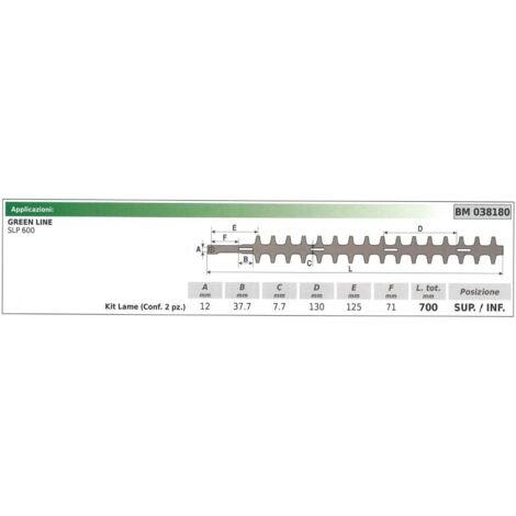 KIT Lame inférieure / supérieure Taille-haie GREEN LINE SLP 600 038180